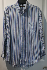 Men's Dress Shirt 15 1/2 32 - 33 Medium Tommy Hilfiger Blue White Stripe LS