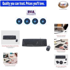 Slimline Wired USB Keyboard and Mouse Combo, Numeric Keypad, Tactile Switches