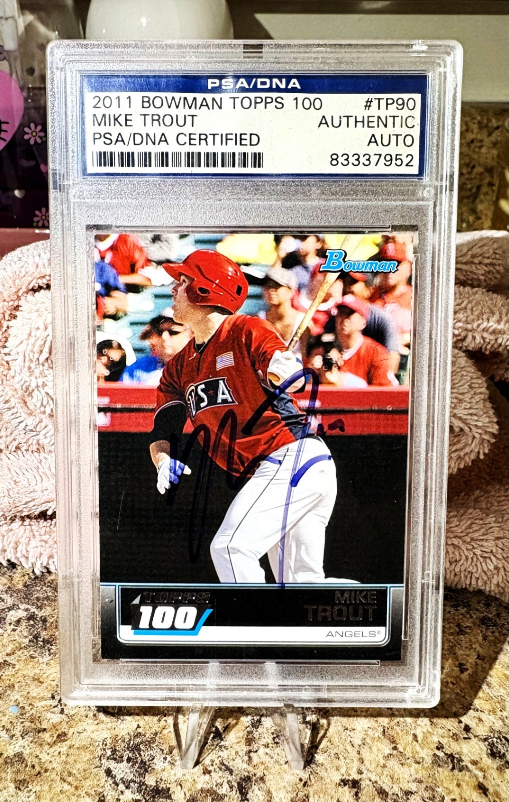 SIGNED 2011 BOWMAN TOPPS 100 MIKE TROUT #TP90 PSA/DNA CERTIFIED AUTOGRAPH ROOKIE