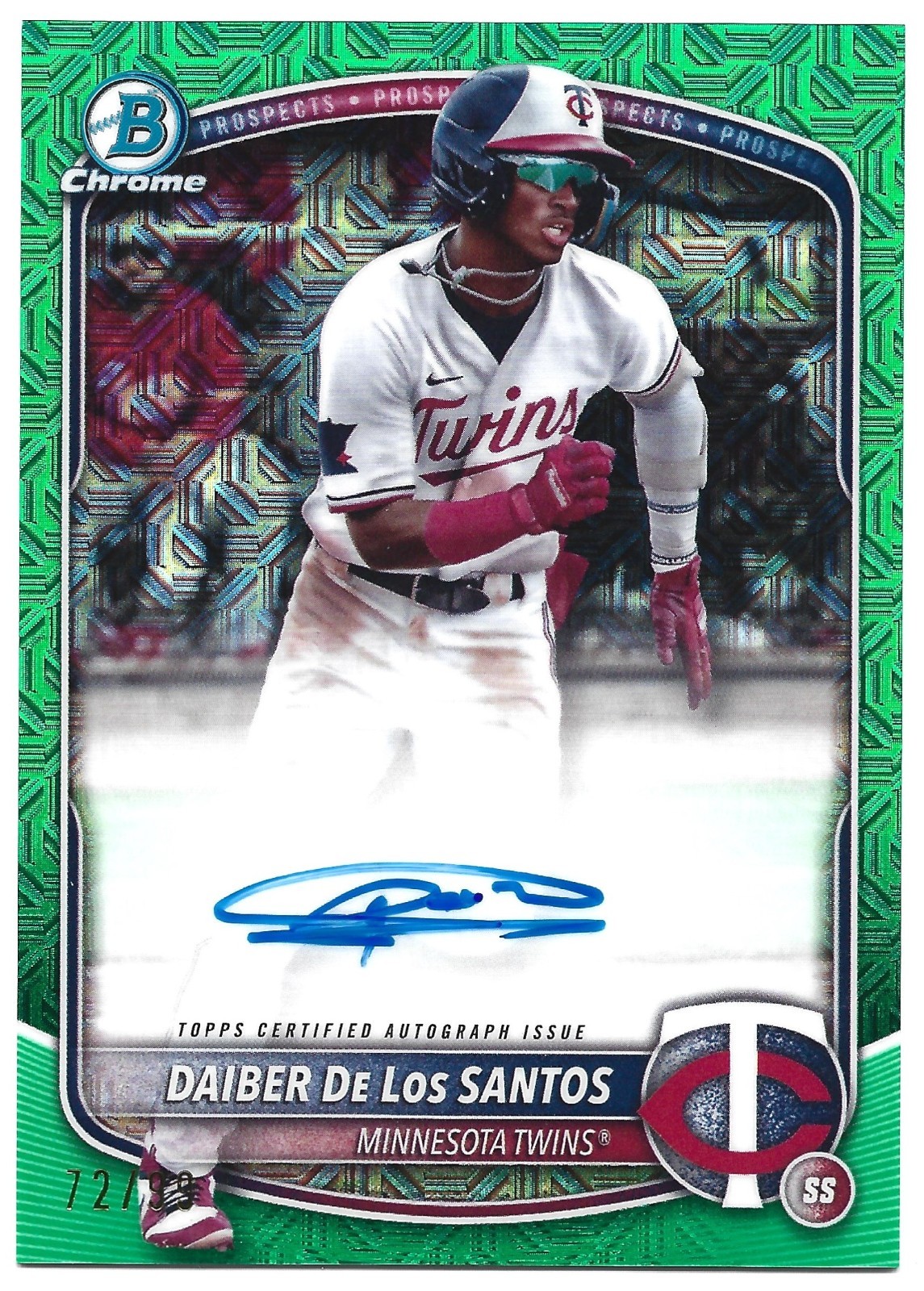 2025 Bowman Chrome Mega #BMA-DD Daiber De Los Santos /99 Green Mojo Auto Twins