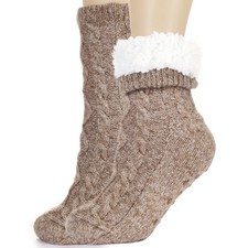 Slipper Socks for Women with Grippers Non Slip, Sherpa Lined Slipper Socks