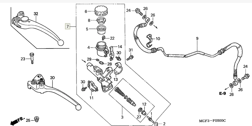 Cilindro maestro de embrague hidráulico con depósito de fluido para HONDA CB1000R RVT1000R Foto 2 de 4