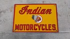 VINTAGE INDIAN MOTORCYCLES 12 x 8 1/4” PORCELAIN SIGN ANDE ROONEY