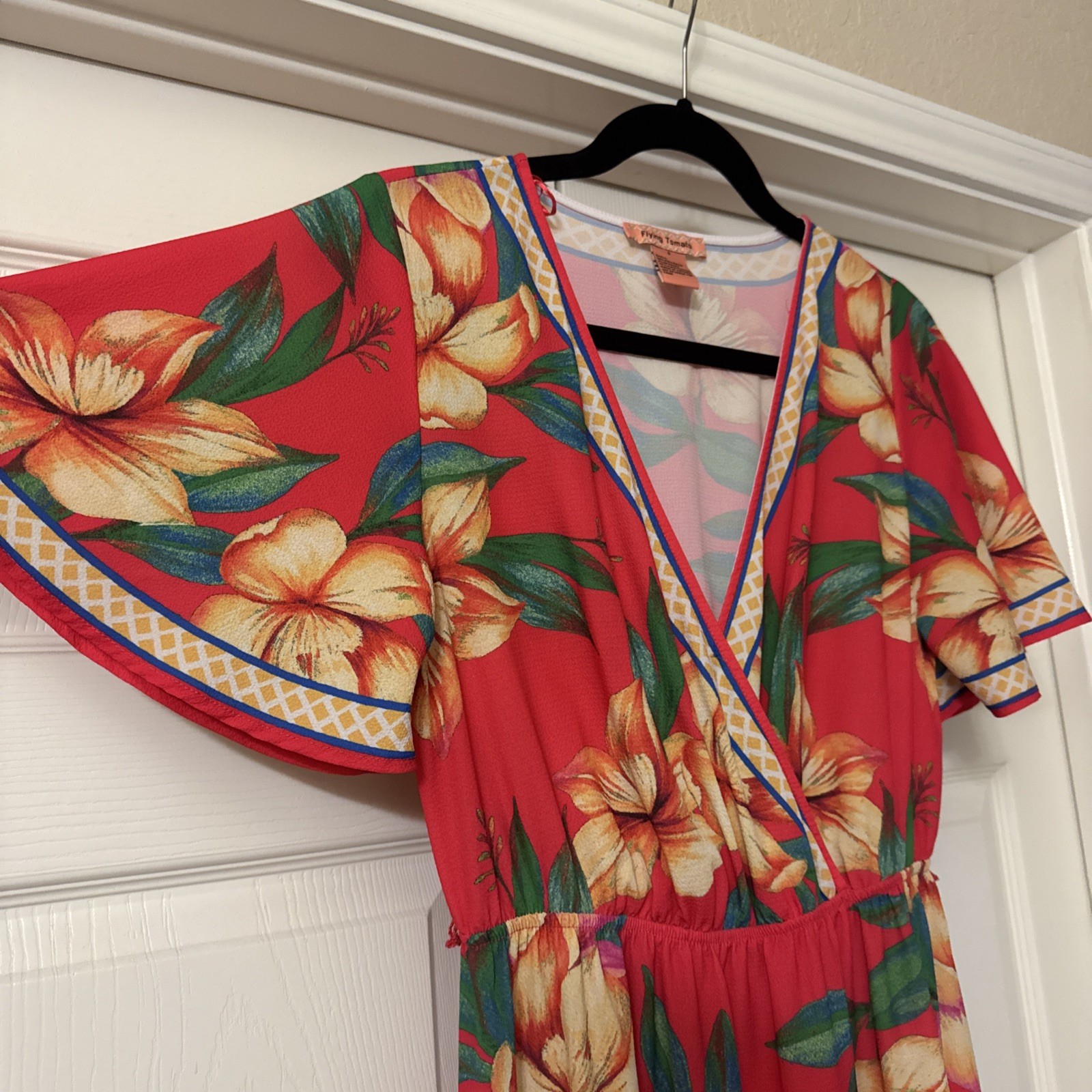 Women’s Maxi Dress Flying Tomato S Red Bohemian Beach Summer bright coral