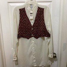 Vintage 90s Blouse Top Vest Combo by HI Studio NOS NWT Fun 