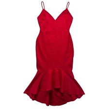 Windsor Red Spaghetti Strap Ruffle Hem Midi Dress NWT Party Cocktail Size Large