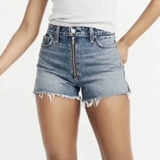 Abercrombie & Fitch Annie High Rise Cut Off Exposed Zipper Shorts Blue 0