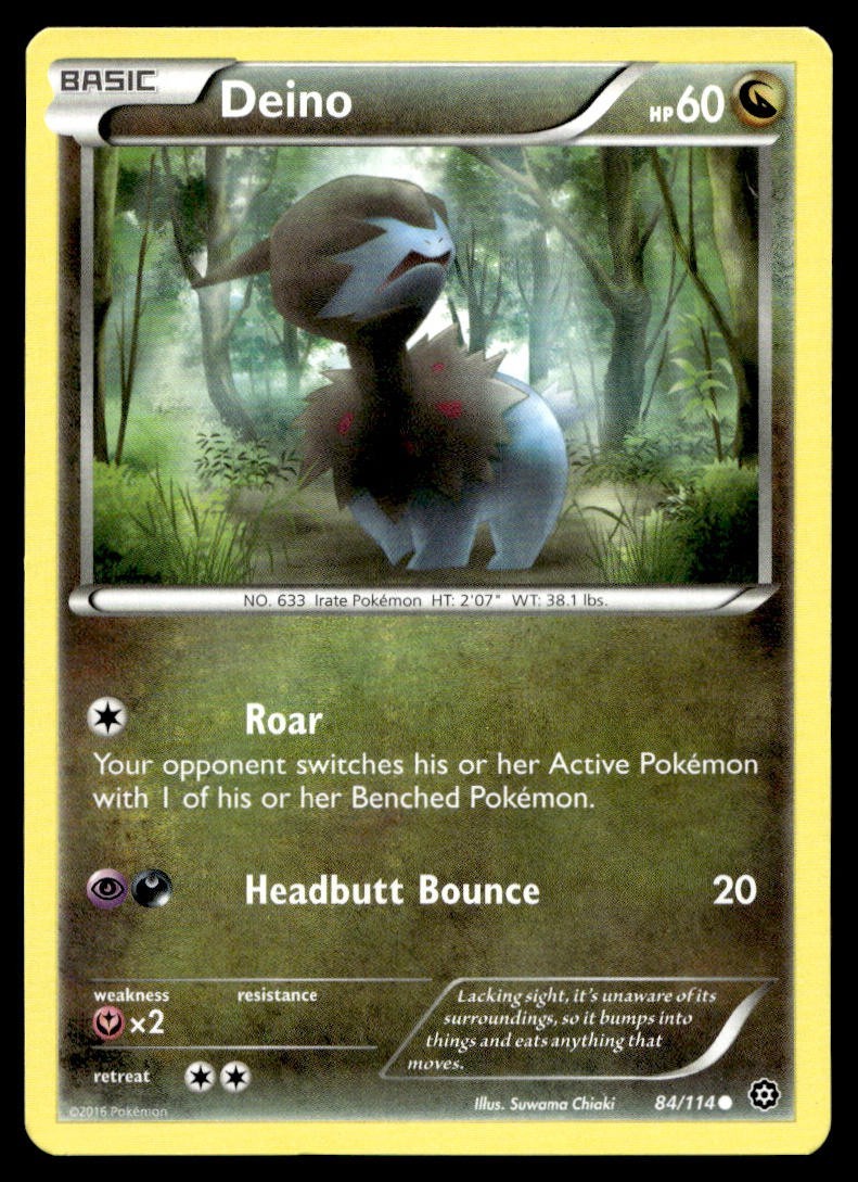 Deino 84/114 Pokemon Card Steam Siege Common 60 HP Lightly Played XX