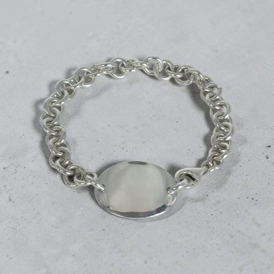 Ken Craft 925 Sterling SIlver Blank ID Tag Bracelet 8mm Cable 22.5g Chain 7.5''