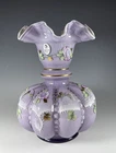 Fenton Melon Vase 2002 Charleton Collection Overlay Beaded SIGNED 8 1/2”