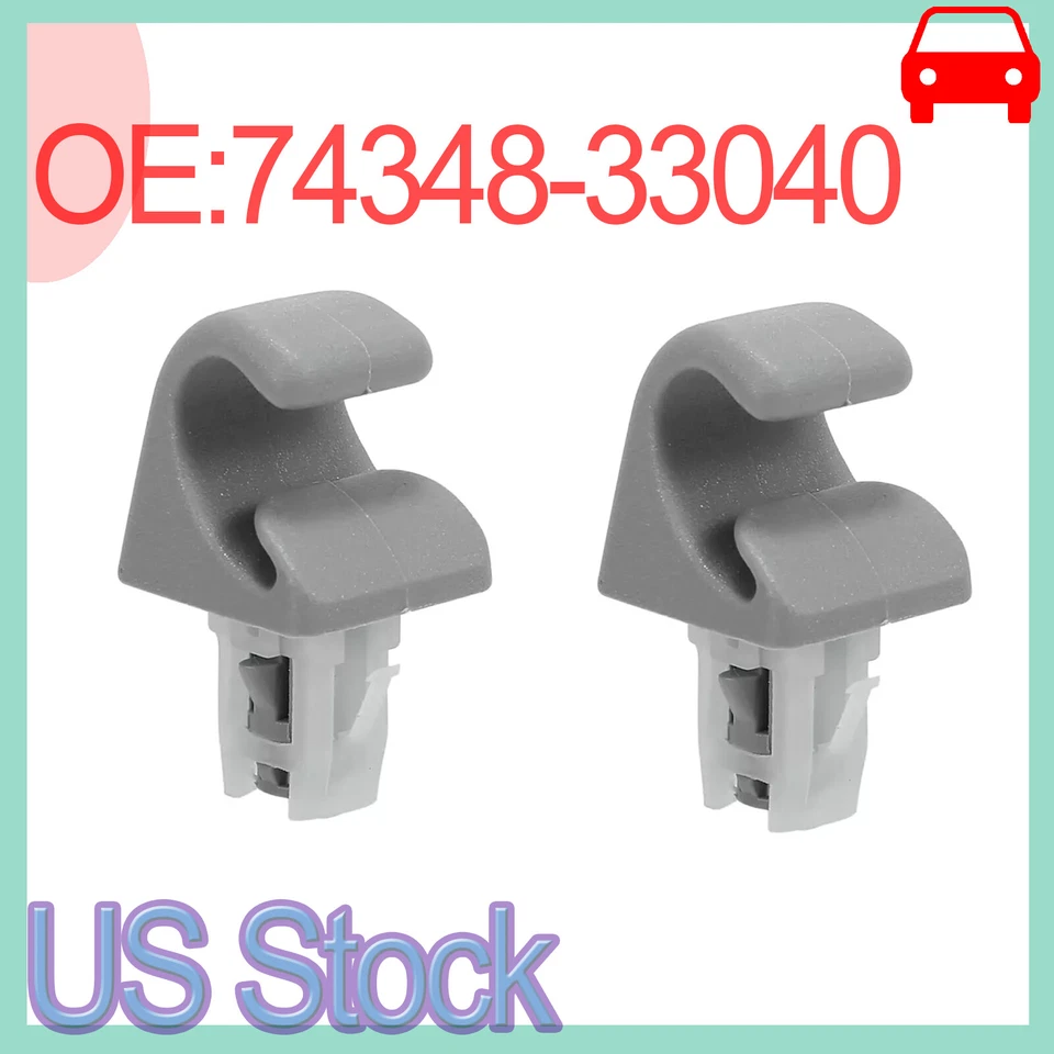 2 PIEZAS Se adapta a Toyota Rav4 Corolla Gris Coche Parasol Gancho Clip Retenedor Stock en EE. UU. Foto 4 de 4
