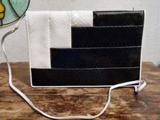 Walter Steiger Vtg Black White Snakeskin Crossbody Purse Clutch Made In Italy