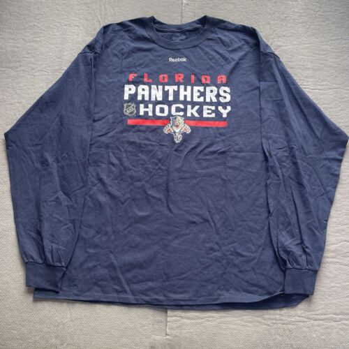 Florida Panthers Shirt Mens 2XL Reebok Long Sleeve Pullover NHL Navy Blue NWOT