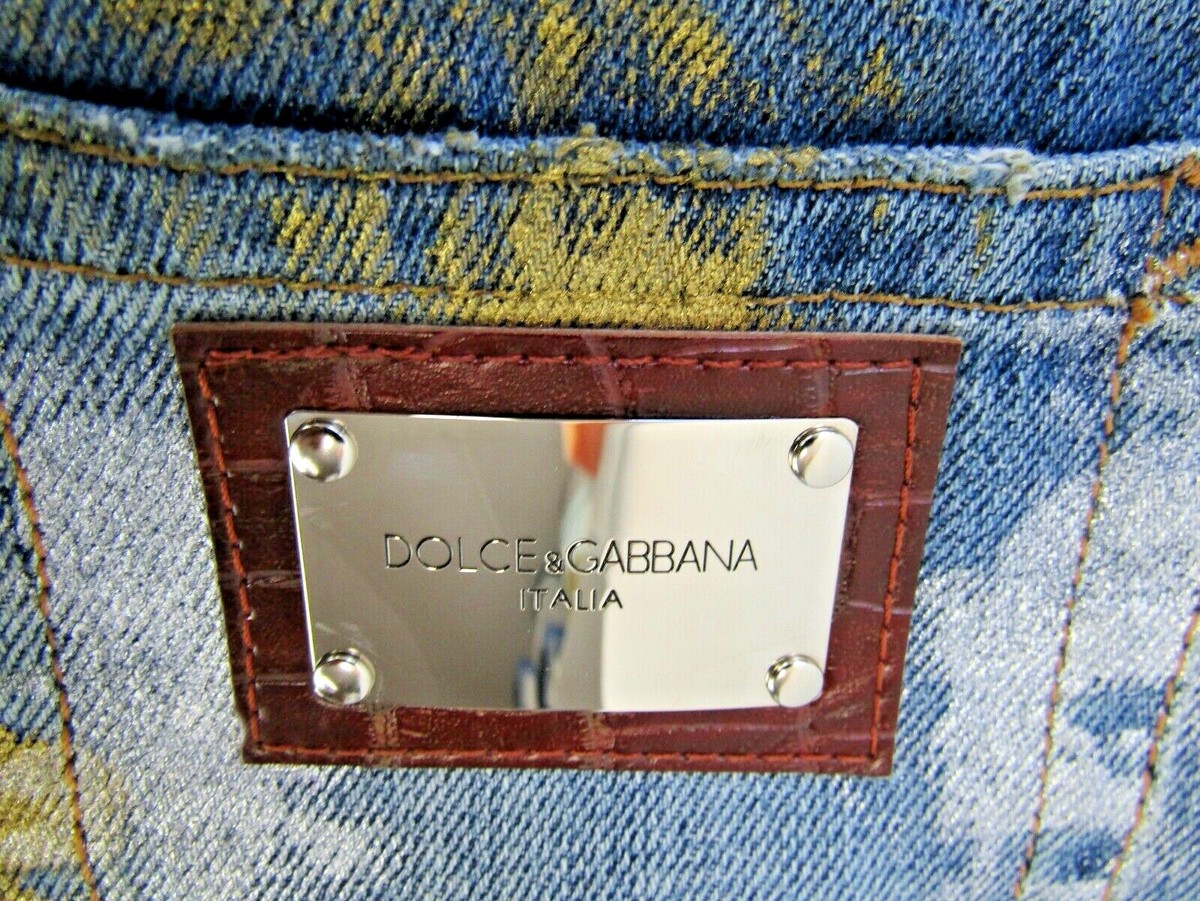 NWT Dolce & Gabbana Italy Splatter Metallic Paint Mid Denim NWT Dolce & Gabbana Italy Splatter Metallic Paint Mid Denim