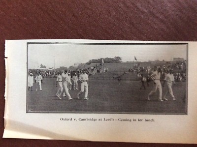 L1k Ephemera 1901 Bild Cricket Oxford Cambridge Lords kommen ab
