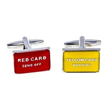Soccer Penalty Red Card Send Off & Yellow Card Cufflinks Dad Gift Box Free Ship