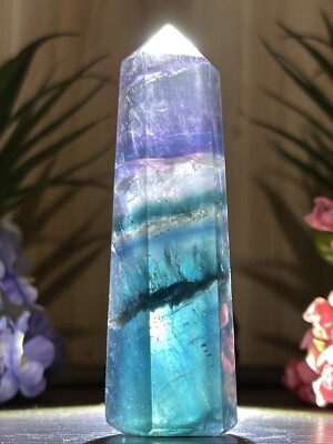 FLUORITE TOWER - Purple Green Rainbow Mineral Reiki Chakra  display picture 2