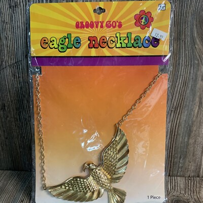 Groovy 60s Gold Eagle Necklace Costume Accessory - NEW-