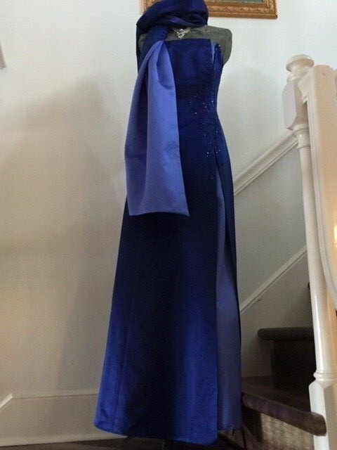 navy beaded maxi dress Long Sleeve High Neck A-Line Gown Size:UK20 pair:denise-cross-hatch-earrings-gold Elegant A-line Mini Dress this gown exudes elegance