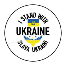 30 I STAND WITH UKRAINE ENVELOPE SEALS LABELS STICKERS 1.5"