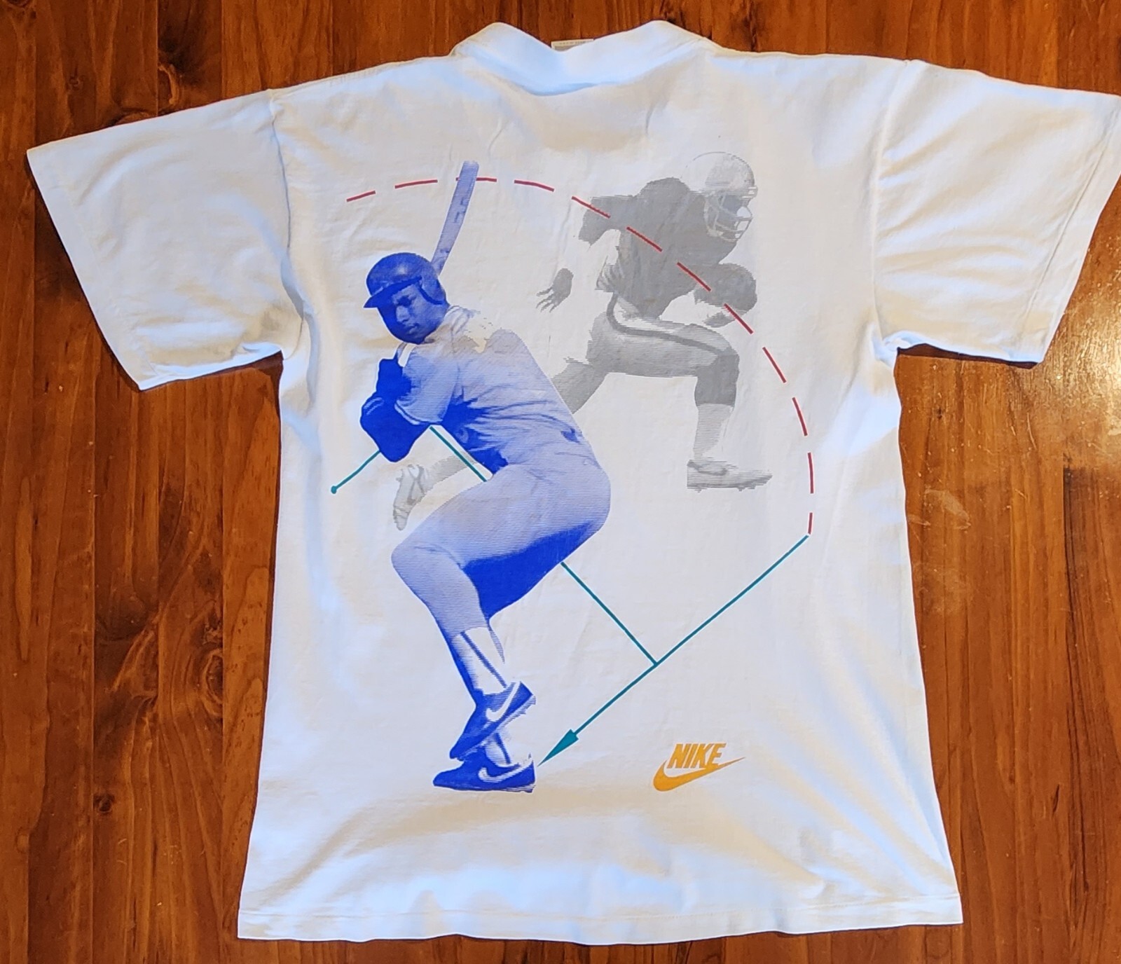 Vintage Nike Bo Jackson Tee Medium 90s Single Stitch NFL MLB Raiders Rare