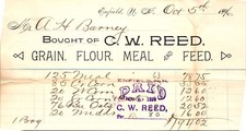 Reed Co Enfield NH 1896 Billhead Grain Flour Meal & Feed