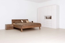 Einzelbett Cortina 140x200cm in Nussbaum geölt mit Kopfteil