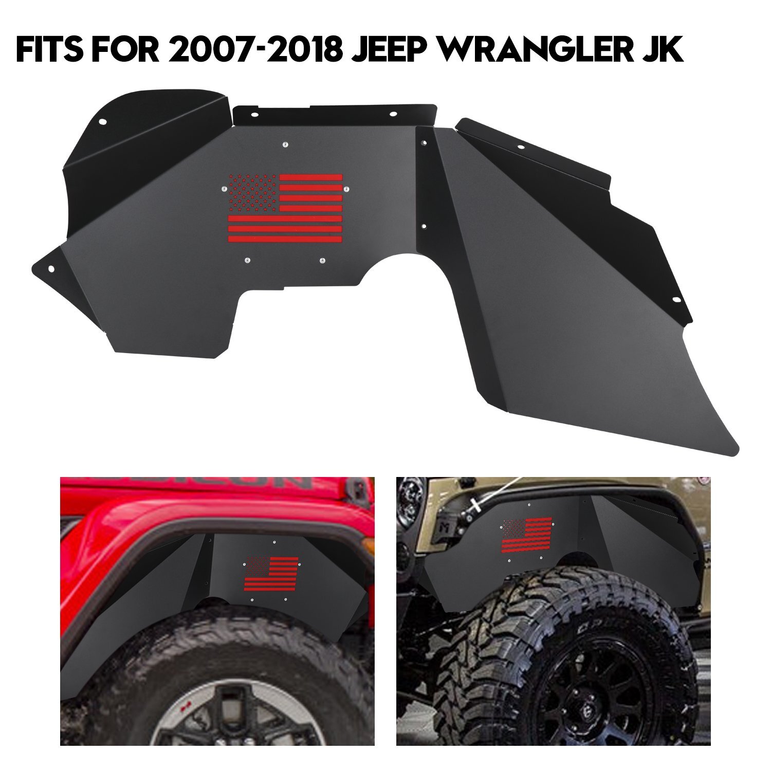Black Front and Rear Inner Fender Liners Kits for 0718 Jeep Wrangler JK JKU 4WD eBay