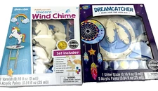 (2) Works of Ahhh Craft Set -Dreamcatcher + Unicorn Wind Chime Wood Paint Kit