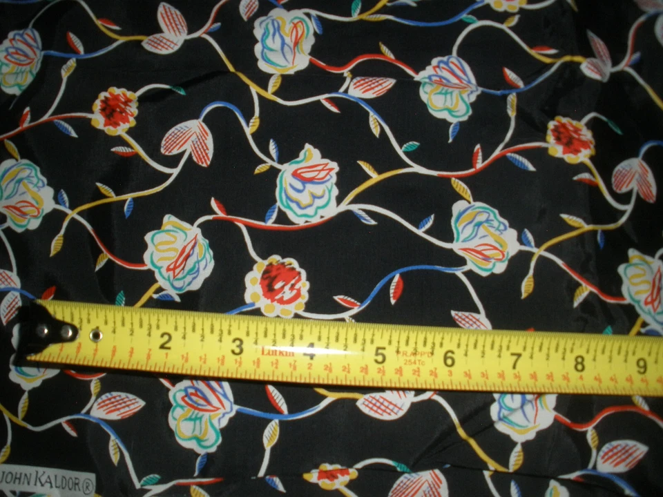 #858 John Kaldor Holiday Fabric Black Blue Flower Vines 42" by 1.5 Yds New - Image 3 of 4