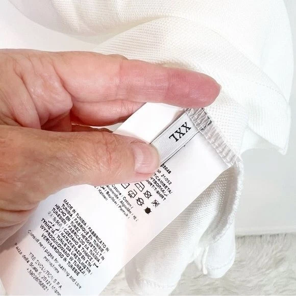 CAMISA POLO TRUSSARDI BLANCO ROTO VERDE RIBETE MANGA CORTA HOMBRE TALLA XXL Foto 4 de 4