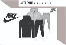 Nike Mens Club Grey Tracksuit Fleece Hoodie Joggers Sweatpants Hoody Bottoms