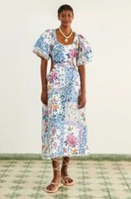 Anthropologie Farm Rio Off-White Romantic Bandanas Midi Dress Size Large