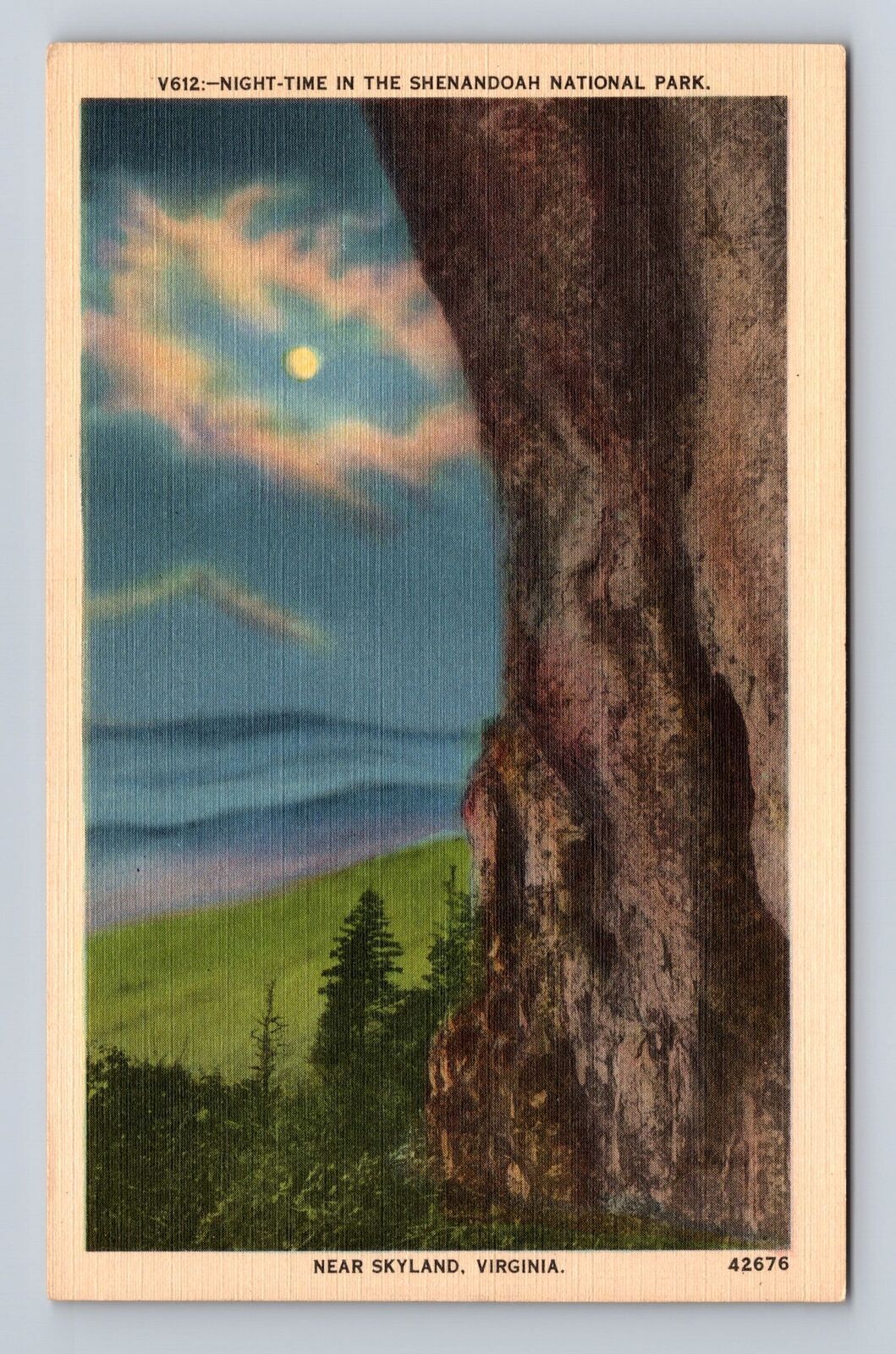 Shenandoah National Park, Near Skyland, Series #V612, Vintage Souvenir Postcard