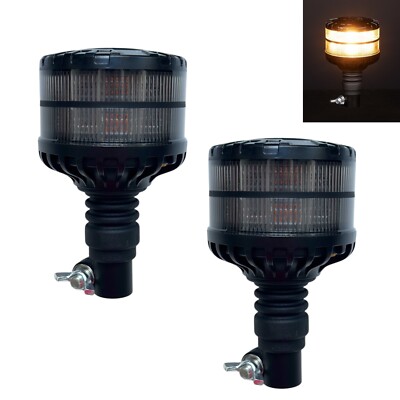 2x LED Warnleuchte mit 2 Leuchtmodi orange amber Rundumleuchte 12V 24V E9 Ø110mm