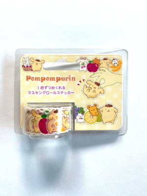 Genuine Sanrio Pom Pom Purin Masking Roll Format Sticker Pudding Dog Fruits Cut
