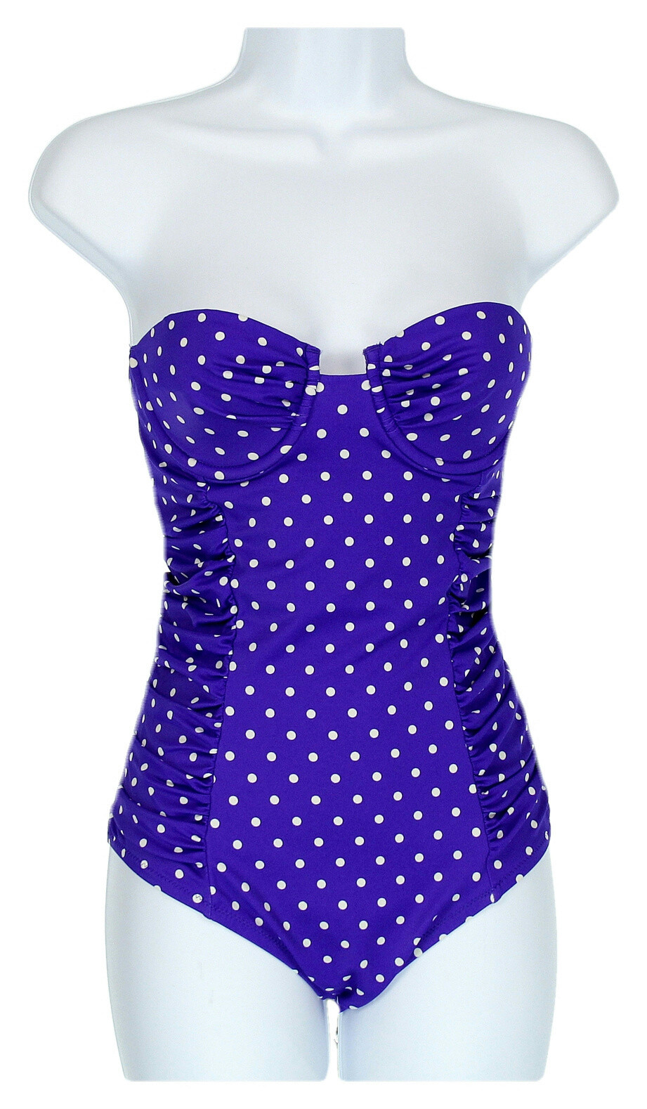 purple polka dot bathing suit