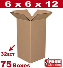 75 - 6x6x12 Cardboard Boxes Mailing Packing Shipping Box 32ECT Corrugated Carton
