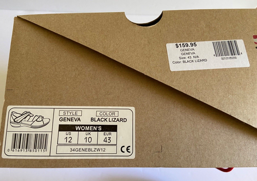 Neu im Karton Revere Geneva bequeme Sandalen Größe 12 schwarz Eidechsenleder - Bild 2 von 7