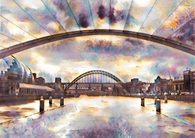 GRÜSSKARTE - Die blinkende Augen Tyne Millennium Brücke