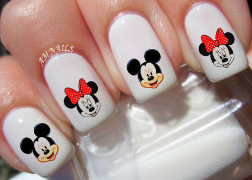 Mickey And Minnie Mouse Nail Art Stickers Transfers Decals Set of 46 - Afbeelding 1 van 2
