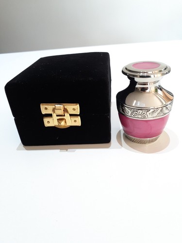 Set of 2 Memorial Keepsake Cremation Ashes Urn 2.5" Small-Pink and Nickel Design - Picture 3 of 7