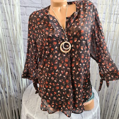 Salsa Shirt Tunika Oberteil Bluse schwarz Blumen Damen Gr. L (8 766) NEU