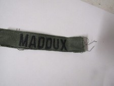 MILITARY PATCH SEW ON NAME TAPE TAG US ARMY COMBAT USED WITH NAME MADDUX