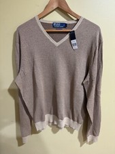 NWT Polo By Ralph Lauren Men's Sweater Pullover V Neck Brown Size Large