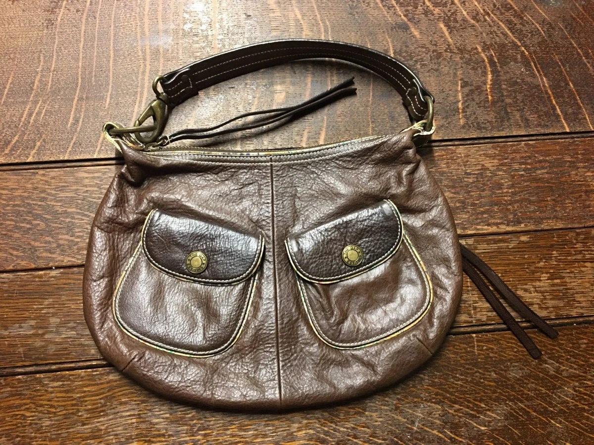 GAP Chocolate Brown Thick Grain Leather Shoulder Hobo Handbag Vintage Retro SATC