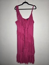 Torrid 2 Pink Asymmetrical Mesh Skate Midi Dress NWT Ruffle
