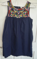J. Crew Women's Linen Blend Embroidered Dress Sz 4 Sleeveless Boho Colorful