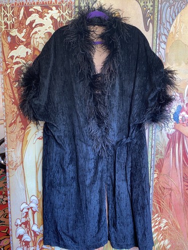 Vintage 1920s 1930s Feather Trim Robe Coat Jacket