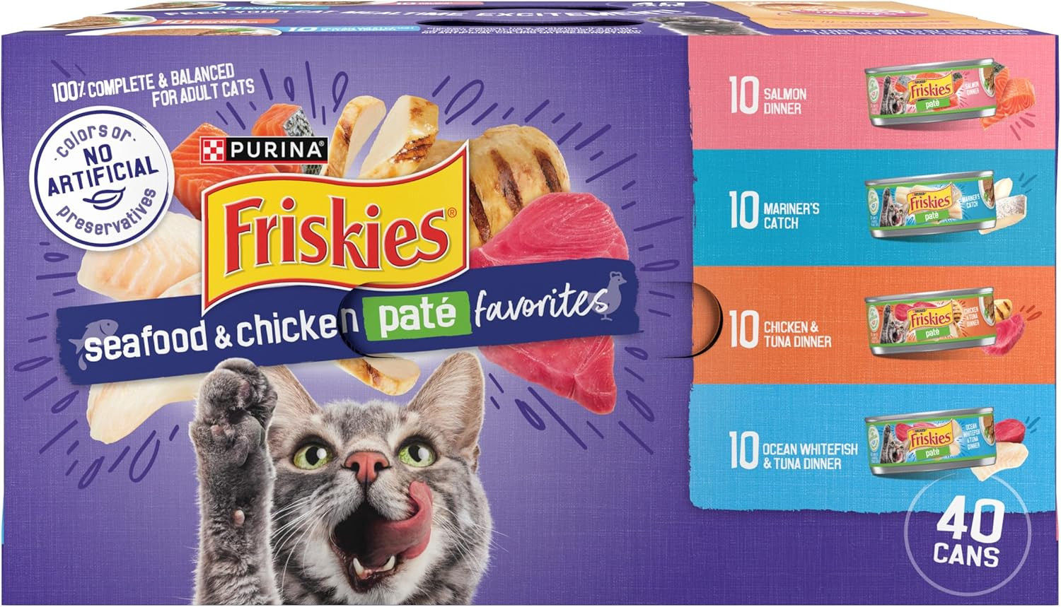 Purina Friskies Wet Cat Food Pate Seafood and Chicken Pate Favorite 40 * 5.5 oz
